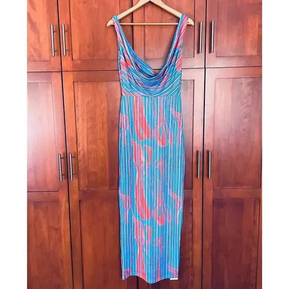 Commense Flaming Passions Long Dress Cowl V-Neck Sleeveless Size Small NEW - Picture 5 of 8